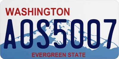 WA license plate AOS5007