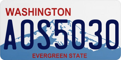 WA license plate AOS5030
