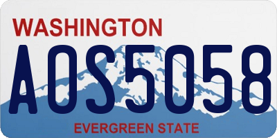 WA license plate AOS5058