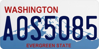 WA license plate AOS5085