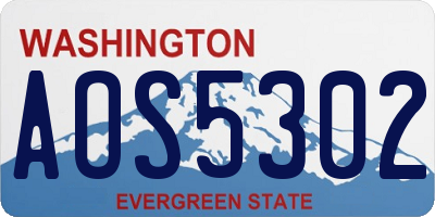 WA license plate AOS5302