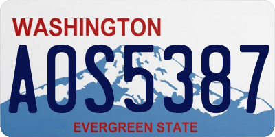 WA license plate AOS5387