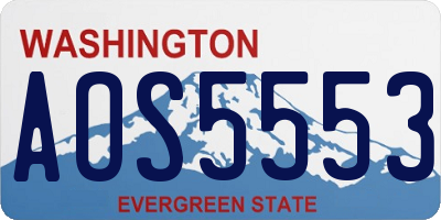 WA license plate AOS5553