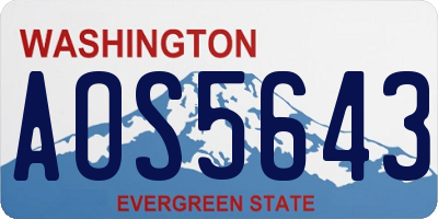 WA license plate AOS5643
