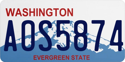 WA license plate AOS5874