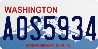 WA license plate AOS5934