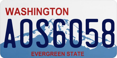 WA license plate AOS6058