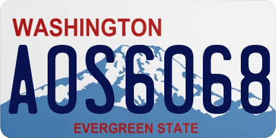 WA license plate AOS6068