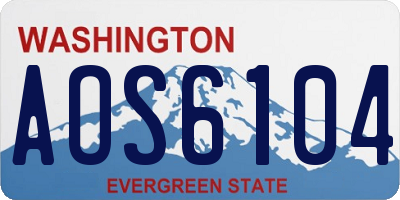 WA license plate AOS6104
