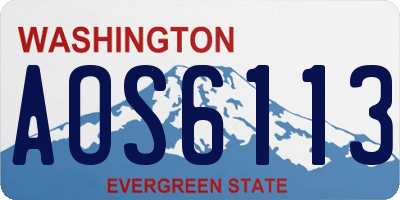 WA license plate AOS6113