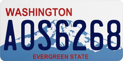 WA license plate AOS6268