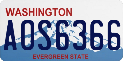 WA license plate AOS6366