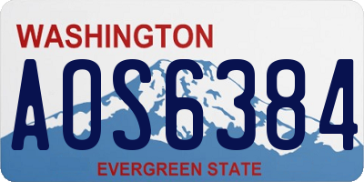 WA license plate AOS6384