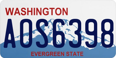 WA license plate AOS6398