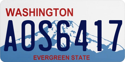 WA license plate AOS6417