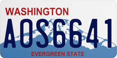 WA license plate AOS6641