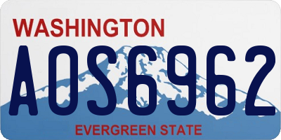 WA license plate AOS6962