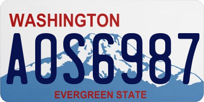 WA license plate AOS6987