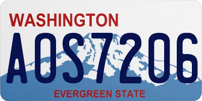 WA license plate AOS7206
