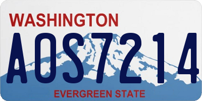 WA license plate AOS7214