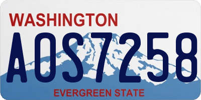 WA license plate AOS7258