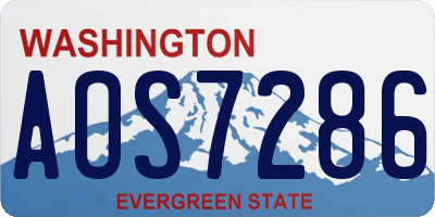 WA license plate AOS7286