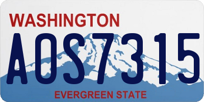 WA license plate AOS7315