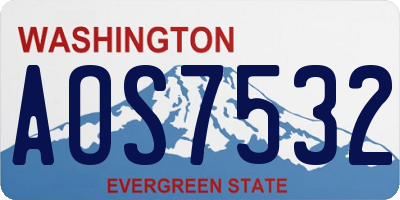 WA license plate AOS7532
