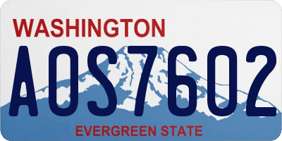 WA license plate AOS7602