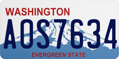 WA license plate AOS7634