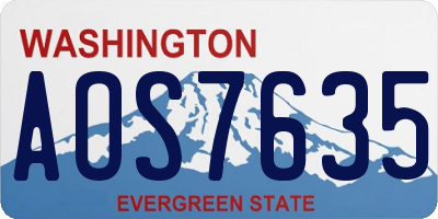 WA license plate AOS7635