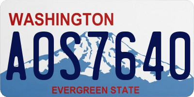 WA license plate AOS7640