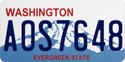 WA license plate AOS7648