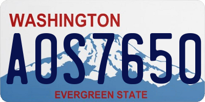 WA license plate AOS7650