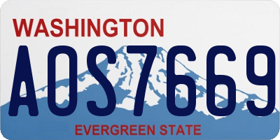 WA license plate AOS7669