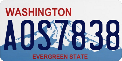 WA license plate AOS7838