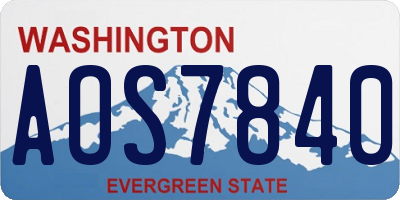 WA license plate AOS7840