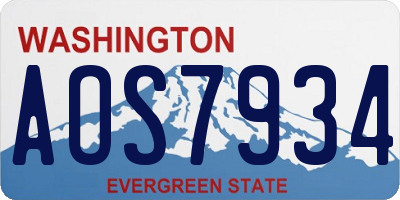 WA license plate AOS7934