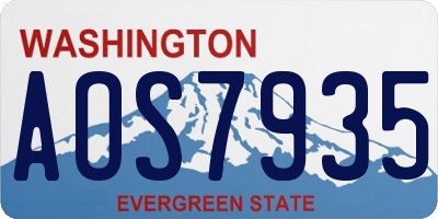 WA license plate AOS7935