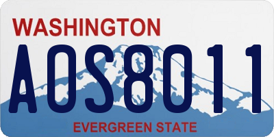 WA license plate AOS8011
