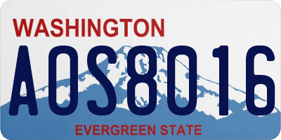 WA license plate AOS8016