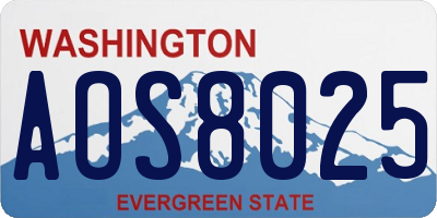 WA license plate AOS8025