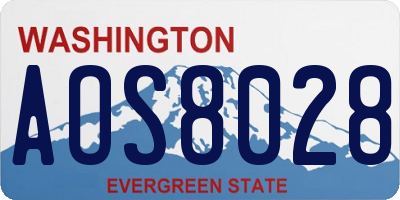 WA license plate AOS8028