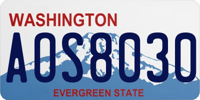 WA license plate AOS8030