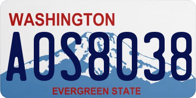 WA license plate AOS8038