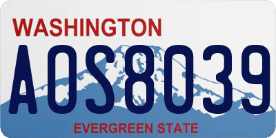 WA license plate AOS8039