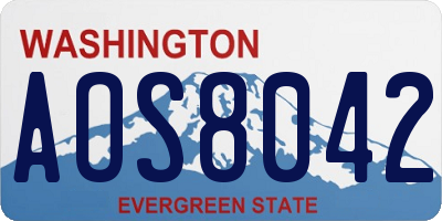 WA license plate AOS8042