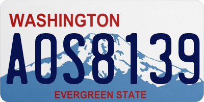 WA license plate AOS8139