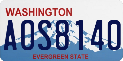 WA license plate AOS8140