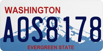 WA license plate AOS8178